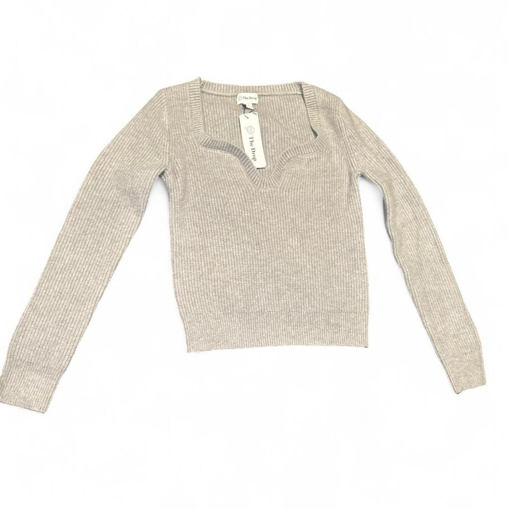 Tan Ribbed Long Sleeve Sweater